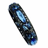 Black-Plated Blue Crystal Stretch Bracelet