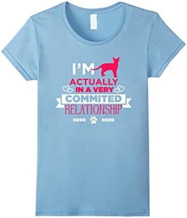 Women's I Am Actually In A Very Commited Relationship Cat T-Shirts Medium Baby Blue