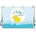MEHOFOTO Cute Little Yellow Duck Theme Baby Shower Bubble Backdrop Ducky Party Event Decorations Banner Light Blue Cartoon Background Photography Pictures Photo Booth Props 7x5ft