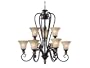 Kenroy Home 80299MBZ Leafston 9 Light Chandlelier, Mercury Bronze Finish with Brown Marble Accents