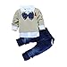 puseky 2pcs Toddler Baby Boys Bow Tie Shirt Tops+Denim Pants Gentleman Clothes Outfits for Baby Boys 4T 5T
