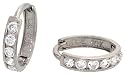 10k White Gold Hoop Earrings w/ CZ Stones, 7/16" (11mm) diameter