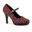 4 Inch Heel MaryJanes Red Plaid School Costume Shoes