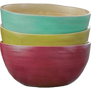Tag Flora Collection Bamboo Bowls in Assorted Colors, Small, Set of 6 by