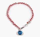 Kabbalah Bracelet & Translucent Light Blue Evil Eye Charm, 7.5 inches