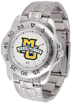 Marquette Golden Eagles Suntime Mens Sports Watch w/ Steel Band - NCAA College Athletics