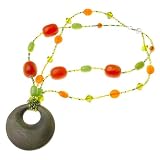 Nvie's Supreme Wood Pendant Necklace with Resin and Glass Beads