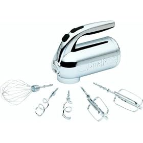 Dualit Dualit hand mixer chrome 300W 5 speed settings soft touch handle beater ejector unit 2 flat beaters 2 hooks (Dualit)
