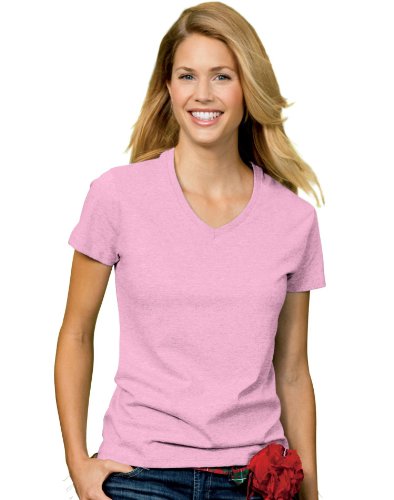 HN LAD COMFRT SOFT VEE NECK T (PALE PINK) (S)
