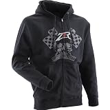 Z1R Dominion Men's Hoody Zip Fashion Sweatshirt w/ Free B&F Heart Sticker Bundle - Black - 2X-Large