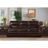 Contemporary Pillow Arm Leather Sofa