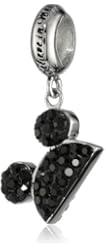 Disney Stainless Steel Mickey Crystal Dangle "Believe in Magic" Bead Charm