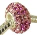 SOLID SILVER PINK ICE SWAROVSKI CRYSTAL SLIDE ON BEAD FITS PANDORA BRACELETS