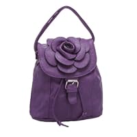 Mellow World Women's Cute Handbag with Buckle Strap and Large Flower in Front Purple