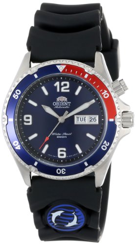 Orient Men s CEM65003D Blue and Red Bezel Automatic Rubber Strap Dive Watch