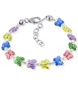 Multi Color Swarovski Crystal Butterfly .925 Silver Kids 5.5" Charm Bracelet With Lobster Clasp