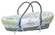 Trend Lab Caterpillar Moses Basket Set - Sage Basket with Caterpillar Print Wrap Style Bumper and Blue Mattress Cover Sheet