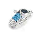Bling Jewelry 925 Silver CZ Hi Top Sneaker Baby Shoe Charm Pendant Turquoise Shoe Lace