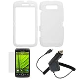 GTMax White Hard Rubberized Snap On Case + Clear LCD Screen Protector + Car ....