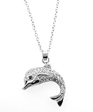Dolphin CZ Sterling Silver Pendant Necklace