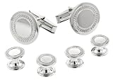 Sterling Silver Cufflinks And Shirt Stud Set With Solar Flare Engravin...
