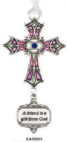 Ganz A Friend Is A Gift From God Stained Glass Cross Ornament Size: 3 1/2 inches Ganz A Friend Is A Gift From God Stained Glass Cross Ornament Size: 3 1/2 inches
