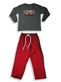 Mis Tee V-Us - Boys Long Sleeved Pant Set, Charcoal, Red