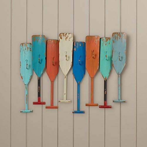 Breakwater Bay Traditional Metal Williston Collection Themed Oar Wall Hook, Green/Red