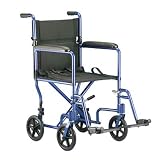 Invacare Aluminum Transport Chair 19 inch Perm Arm Ftrst -BLUE