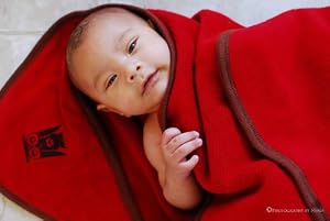 Hooded Towel for Baby - OWL (Red) Organic Cotton Sherpa