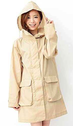 (ディーループ)D-LOOP おしゃれ 撥水加工 フード付き トレンチ ステンカラー レインコート レインウエア 自転車 雨用 レディース 121175