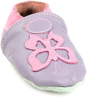 Kids Child Unisex Baby Girls Pre-Walker Leather Moccasin Slip-on Shoes, Pink Purple Butterfly 6-12M