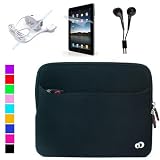 Apple iPad Carrying Case + Anti Glare Screen Protector + iPad Black Headset + Wall Charger (Black-Neon)