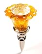 Glass Flower Amber & Clear Wine Stopper