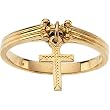 14K Yellow Gold Dangle Cross Ring