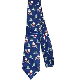 John Ashford Holiday Tie - Santa on Slopes - Navy