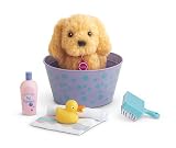 American Girl Grooming Tub Set with Golden retriever puppy