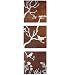 Contemporary Aluminum and Wood Triptych, Birds and Botanicals