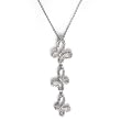 Sterling Silver Necklace - Butterflies with Clear CZ - Chain: 17" / Height: 64 mm