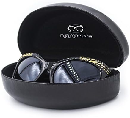 Classic Sunglasses Case with Microfiber Cleaning Cloth | 100% Money Back Guarantee | Hard | Large | Men &amp; Women | Clamshell | Black | AS179 + Cloth |