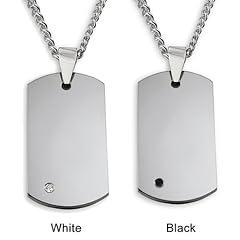 Mens Tungsten Carbide Diamond Dog Tag Necklace