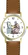 Moses & the 10 Ten Commandments Judaica Jewish Theme - WATCHBUDDY&reg; DELUXE TWO-TONE THEME WATCH - Arabic Numbers - Brown Leather Strap-Size-Large ( Men's Size or Jumbo Women's Size )