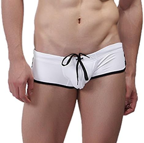 Men's Summer Fashion Swimwear Swimming Trunks Underwear (White Size M)