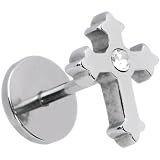 16 Gauge Stainless Steel Gem Gothic Cross Labret Monroe Tragus