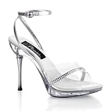 Excite-430 4 1/2 Inch Sexy High Heel Shoe Metal Heel Ankle Wrap Mini Platform Shoe With Rhinestones Pleaser CLEARANCE