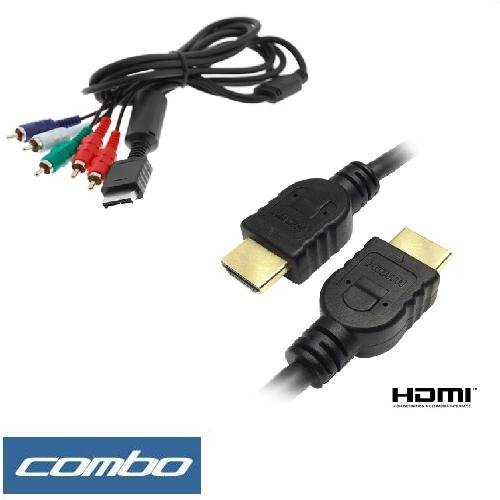 Premium High Resolution Component AV Cable + HDMI Cable 2M 6 Feet for Playstation 3 PS3, Playstation 2 Ps2