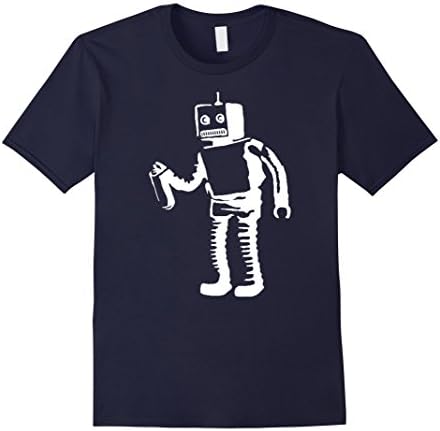 Men's Robot Graffiti Banksy T-Shirt 2XL Navy