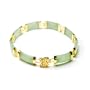 Gold Plated Sterling Silver Green Chinese Jade Eight-Section Tabular Bracelet with "Good Luck" Character Clasp, 7.5"