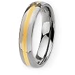 14k Gold Inlaid Polished Titanium Ring (5.0 mm) With Wood Box - Sizes 6-13