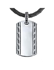 J.Goodman Sterling Silver Black Diamond Dog Tag Pendant